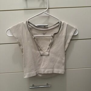 Urban Outfitters Cream Ribbed Crop Top